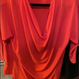 Michael Kors, red draping blouse